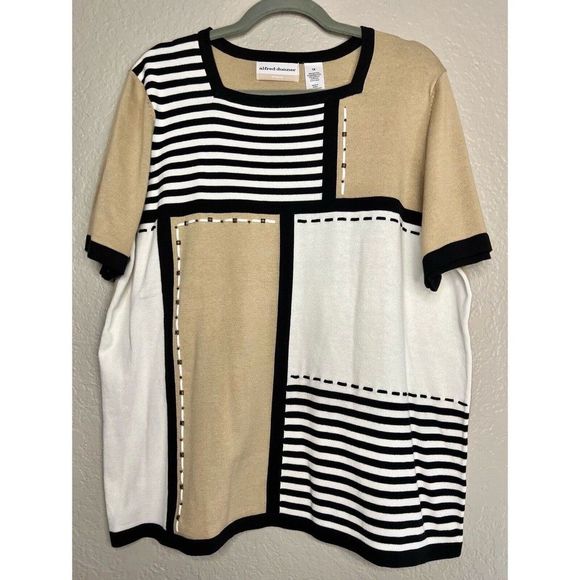 Alfred Dunner NWOT Beige Black Stripe Sweater Blouse Womens Plus Size 1X - Picture 8 of 8